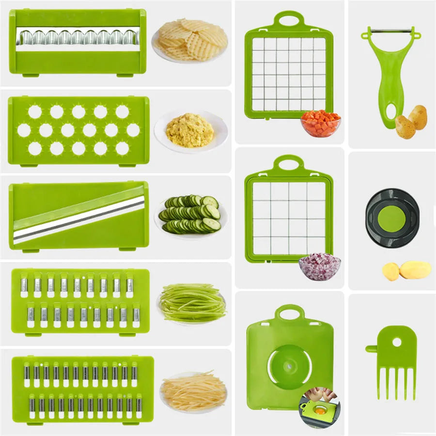 Small Multi-Function Vegetable Cutting Device Kitchen Grater Slicer Potato Silk Polishing Board Stainless Steel Housing Color NEXVIA