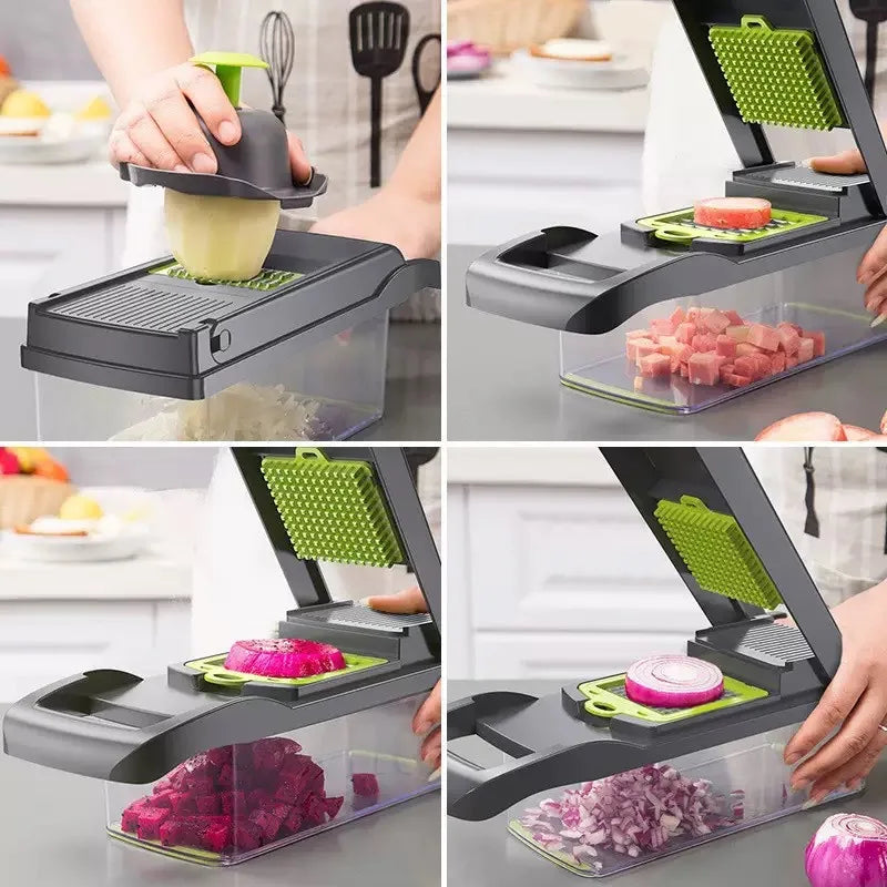 Small Multi-Function Vegetable Cutting Device Kitchen Grater Slicer Potato Silk Polishing Board Stainless Steel Housing Color NEXVIA