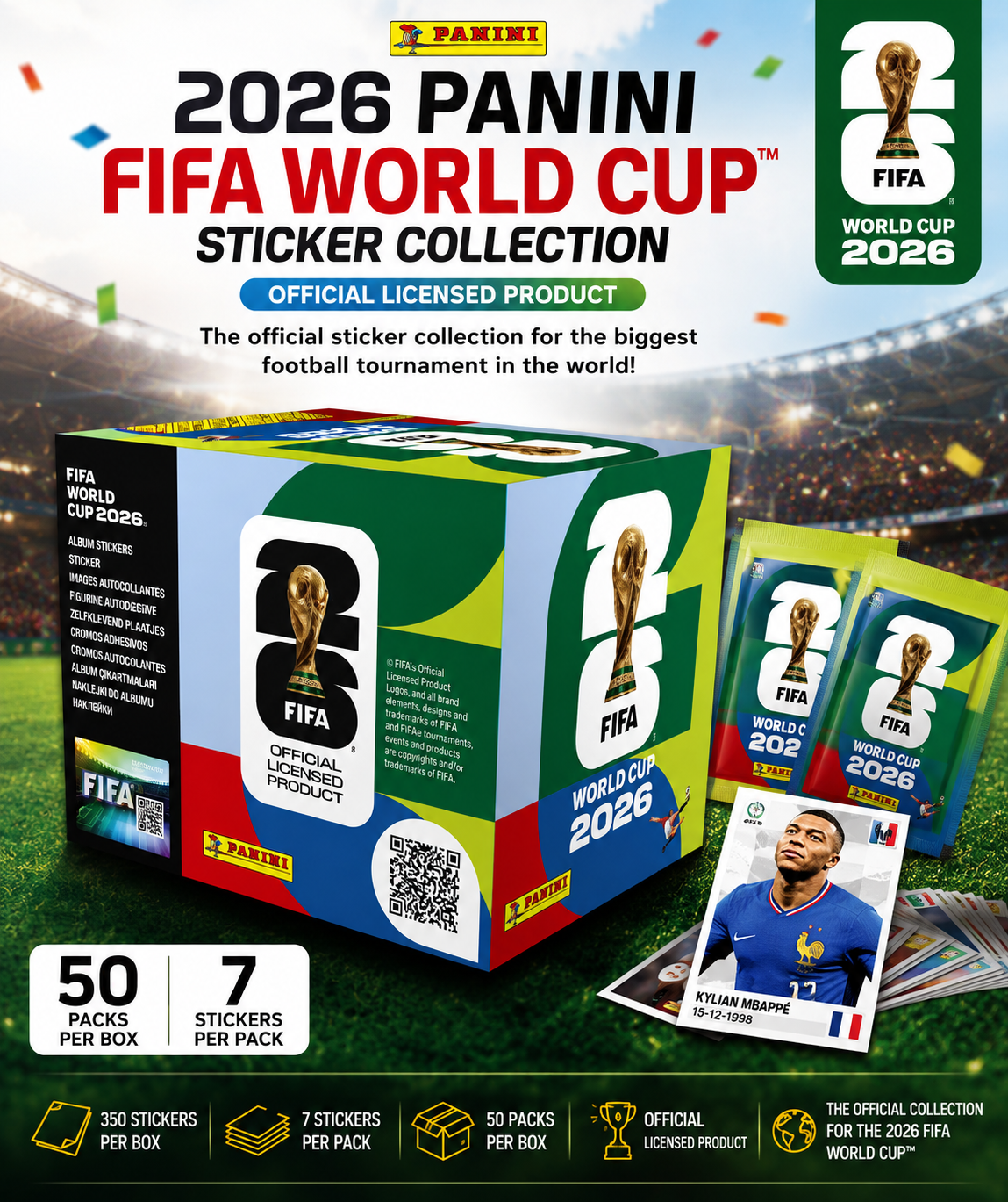 Genuine 2026 FIFA Panini World Cup Sticker Collection International Version Version Limited Football Souvenir Holiday Gifts NEXVIA