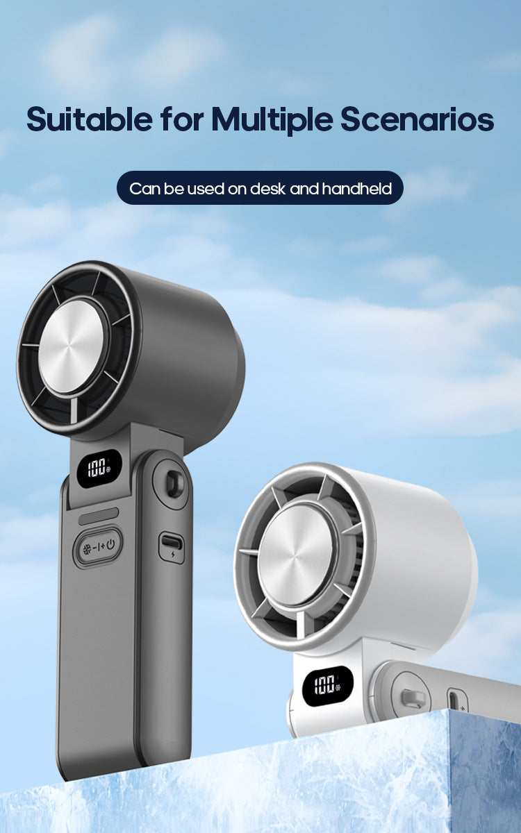 Portable High Speed Cooling Handheld Fan 3600mAh Rechargeable 100 Wind Speeds Adjustable Mini Foldable Air Cooling Turbo Fan NEXVIA