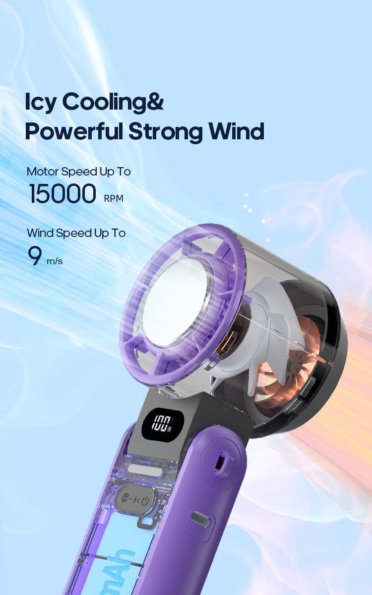 Portable High Speed Cooling Handheld Fan 3600mAh Rechargeable 100 Wind Speeds Adjustable Mini Foldable Air Cooling Turbo Fan NEXVIA