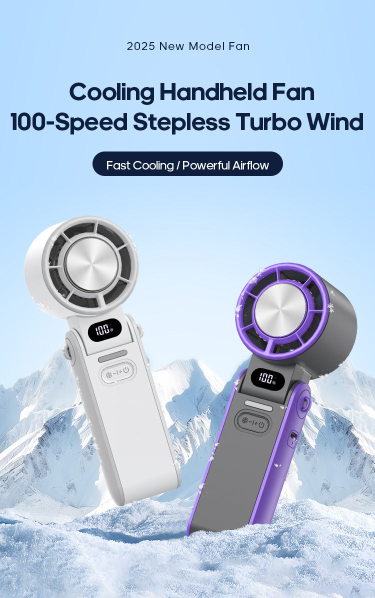 Portable High Speed Cooling Handheld Fan 3600mAh Rechargeable 100 Wind Speeds Adjustable Mini Foldable Air Cooling Turbo Fan NEXVIA