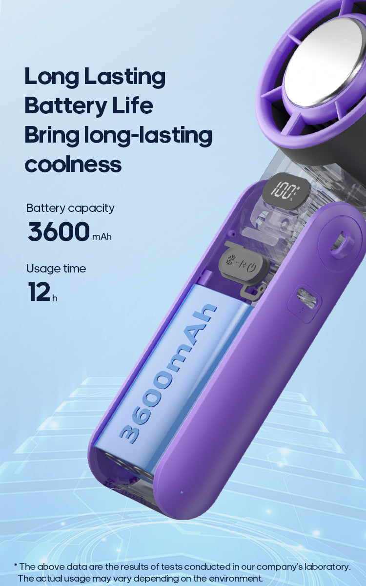 Portable High Speed Cooling Handheld Fan 3600mAh Rechargeable 100 Wind Speeds Adjustable Mini Foldable Air Cooling Turbo Fan NEXVIA