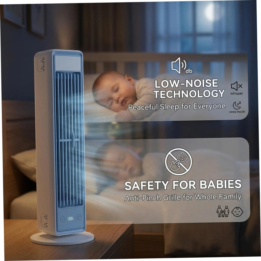 Multi-Dimensional Tower Fan Silent Portable Air Conditioner Office Home Air Cooler Strong Wind Cooling Leafless Air Fan