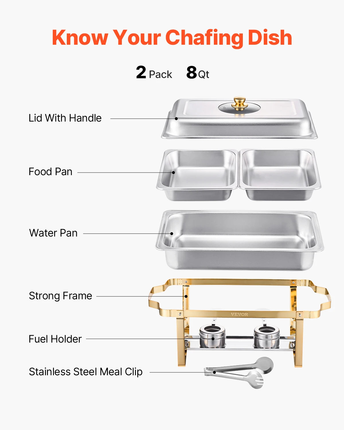 SucceBuy 2/4 Pack Chafing Dish Buffet Set Stainless Steel Chafer with Half Size Pans Rectangle Catering Warmer for Party Banquet NEXVIA