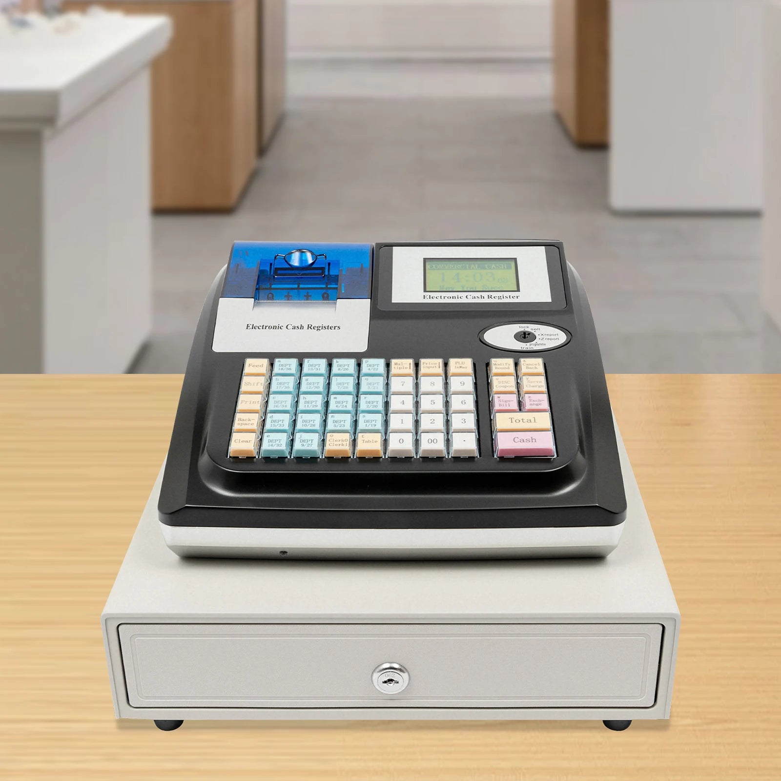 4-compartments Electronic Cash Register Drawer with Coin slots Cash drawer & LED Display for Businesses Market