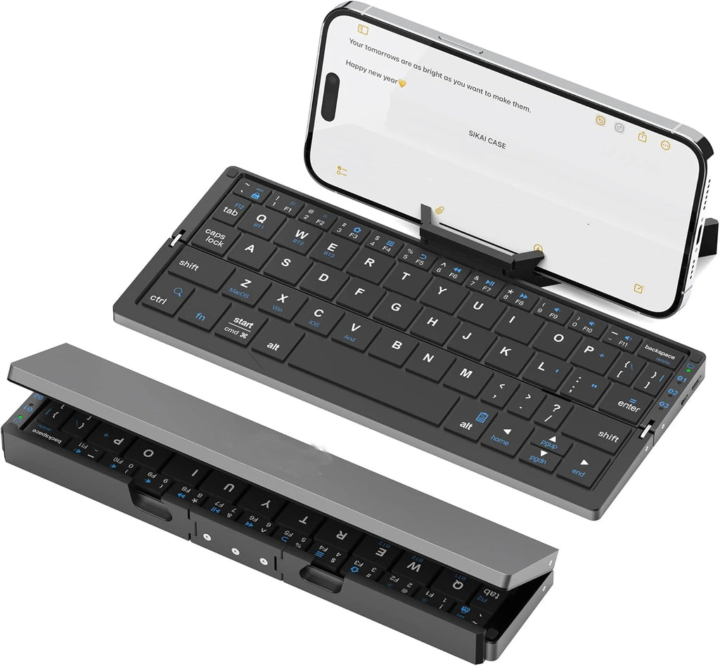 Jomaa Folding Keyboard Bluetooth Rechargeable Bluetooth Keyboard for Laptop iPad Phone Mini Portable Folding Keyboard ios