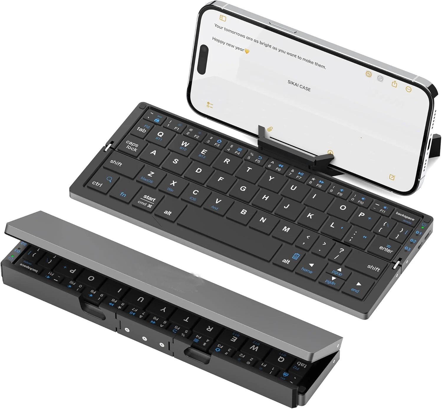 Jomaa Folding Keyboard Bluetooth Rechargeable Bluetooth Keyboard for Laptop iPad Phone Mini Portable Folding Keyboard ios
