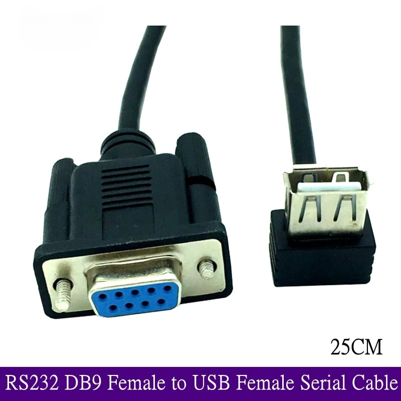 RS232 DB9 Female To USB 2.0 A Female Serial Cable Adapter Converter 8" Inch 25cm
