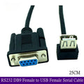 RS232 DB9 Female To USB 2.0 A Female Serial Cable Adapter Converter 8" Inch 25cm
