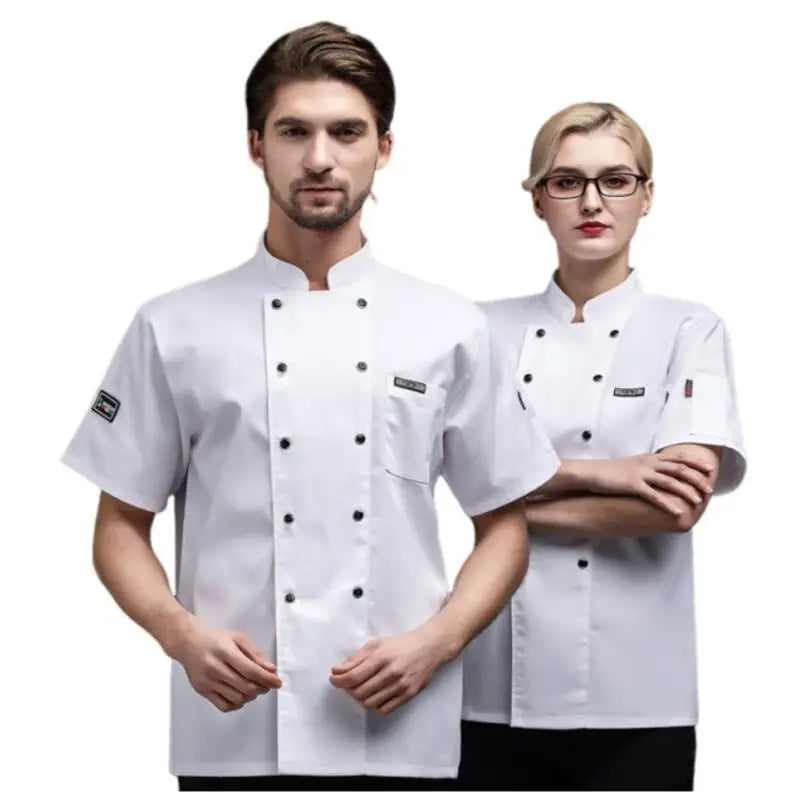 Summer Restaurant Kitchen Chef Black White Uniform Breathable Mesh Work Clothes Short/Long Sleeve Cooking Button Shirt Clothes NEXVIA NEXVIA