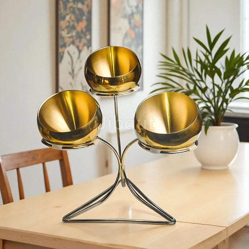 Nexvia Stainless Steel catering Oblique mouthed Sauce golden Bowl rack Hot Pot Buffet Seasoning basket Jar dish luxury Container SALADE Bowl NEXVIA