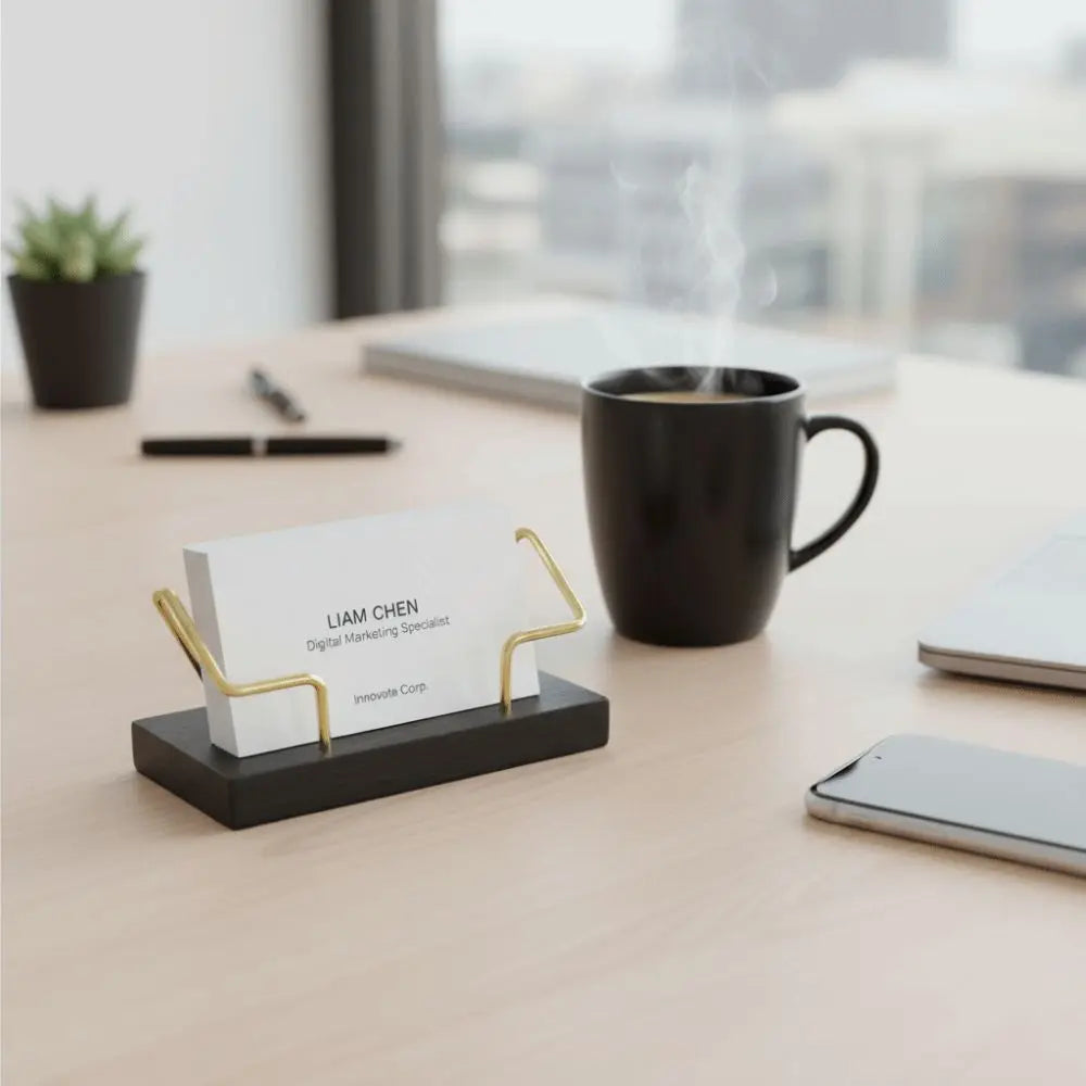 New Wooden Business Card Holder Creative Durable Desktop Shelf Box Display Stand Office Nexvia