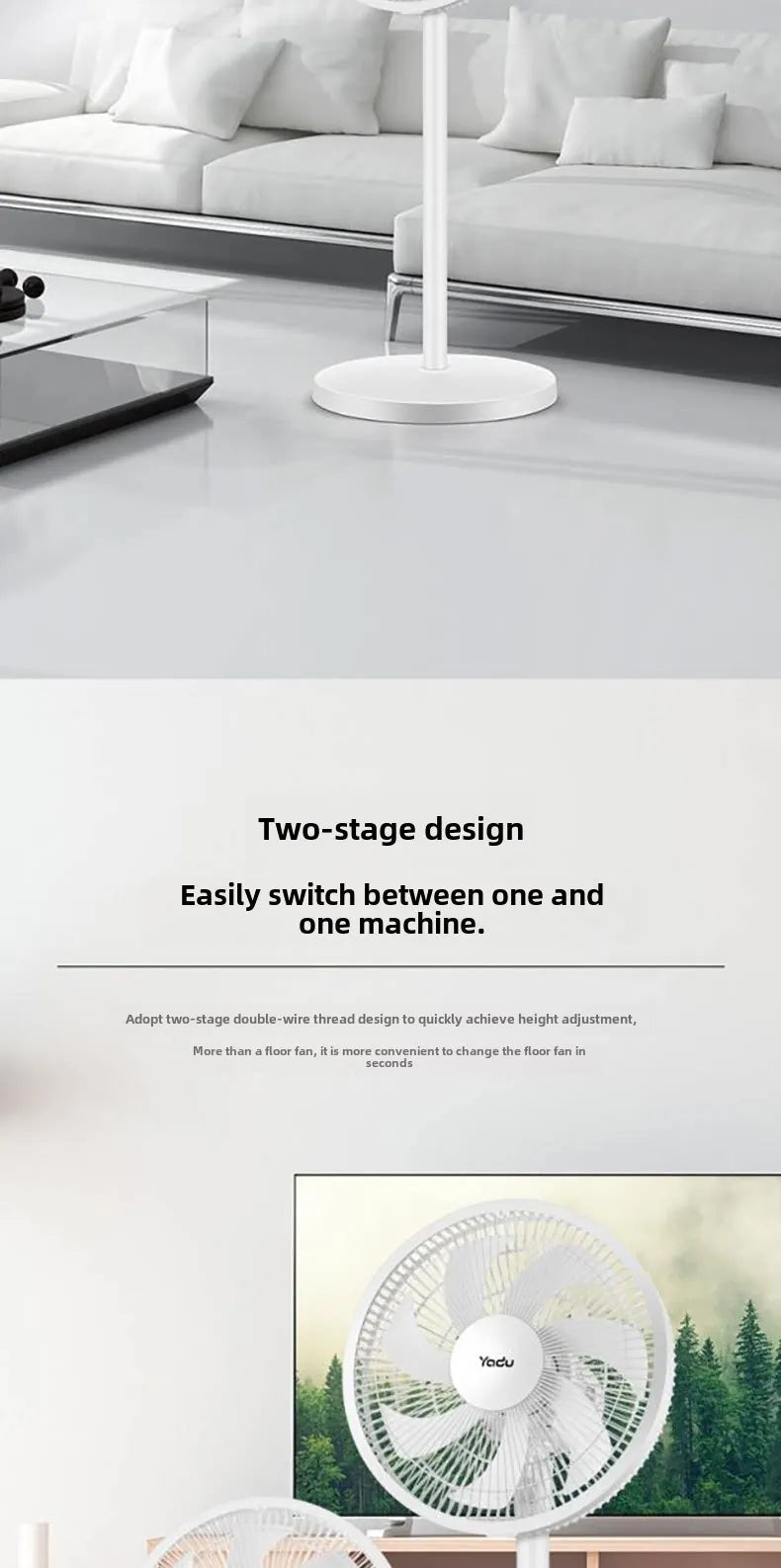Electric Fan Energy-saving  Household Use Strong Wind Suitable Living Room Dormitory Seven-blade Design Dual-purpose Use NEXVIA