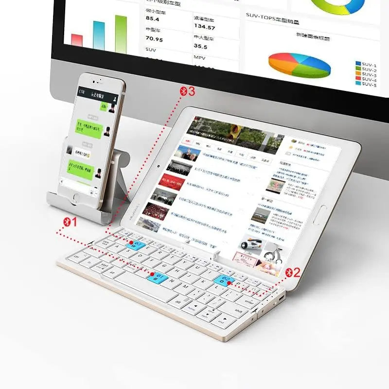 Jomaa Folding Keyboard Bluetooth Rechargeable Bluetooth Keyboard for Laptop iPad Phone Mini Portable Folding Keyboard ios