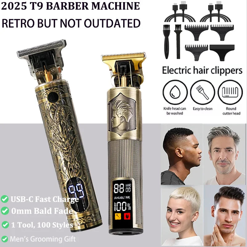 New！T9 Electric Hair Trimmer/Accessories | USB Professional Shaver | 0mm Bald Fade Cutting Machine Portable for Men Home Haircut NEXVIA