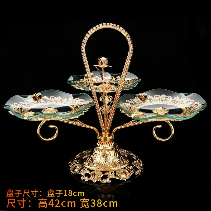 European fruit plate living room coffee table creative fruit plate multi-layer light luxury exquisite wedding snack plate orname