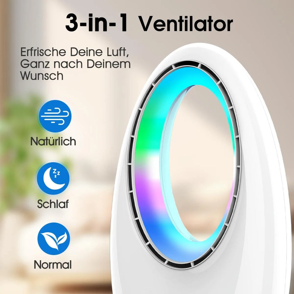 3-in-1 Silent Tower Fanbladeless Fan 60 ° Oscillation Smart Temp Adjust Remote & Touch Control Whisper-Quiet 30dB Sleep Mode