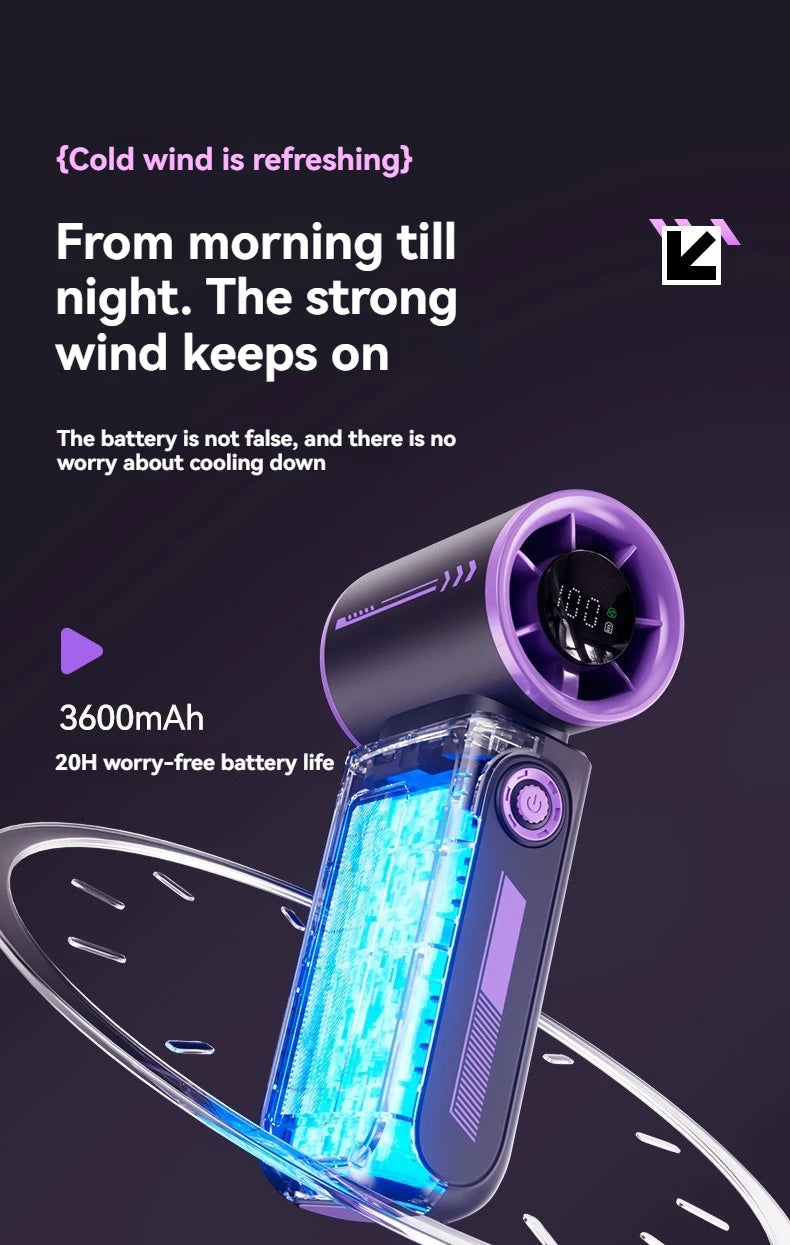 New High Speed Turbo Small Air Cannon Electric Fan Portable Digital Display Handheld Fan USB Charging Fan Outdoor Mini Fan NEXVIA NEXVIA