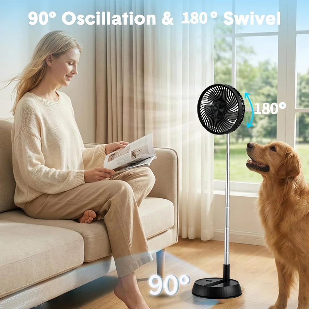 NEXVIA | Remote control folding vertical electric fan 7200mAh silent timed left and right rotation USB outdoor desktop electric fan NEXVIA