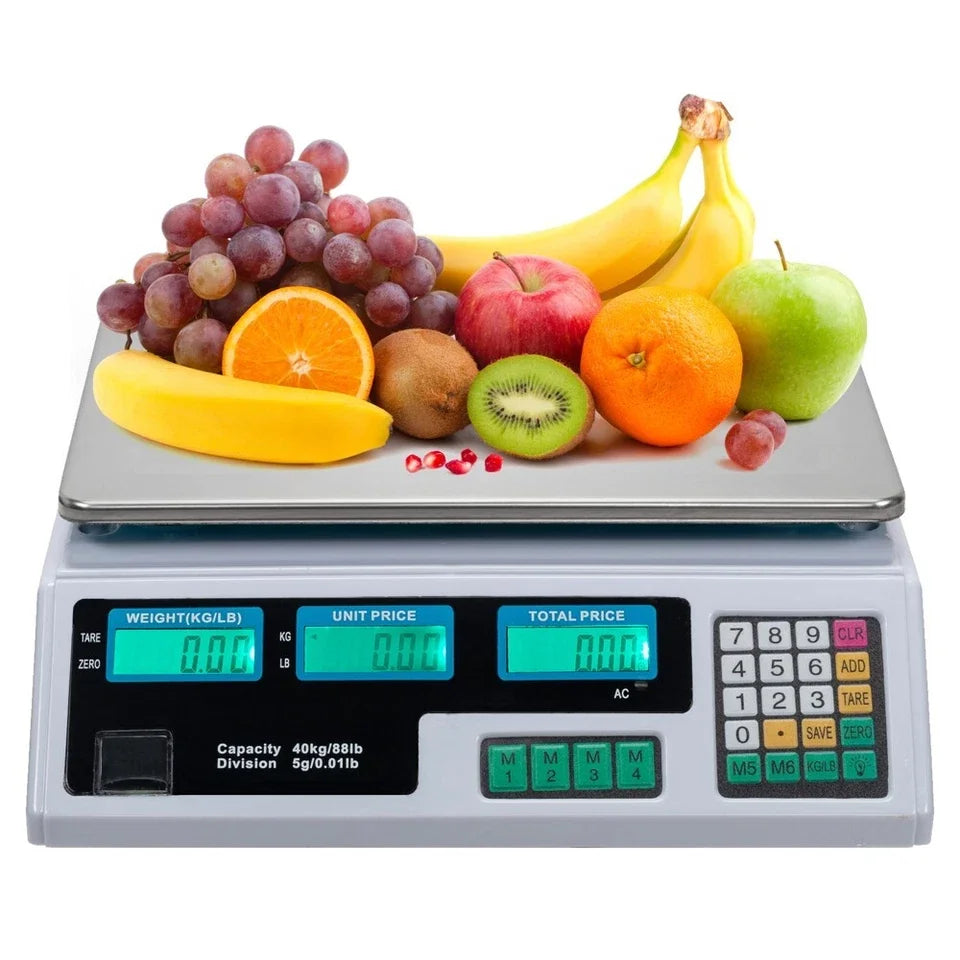 40kg Electronic Price Scale Digital Commercial Food Meat Weighting Shop Retail