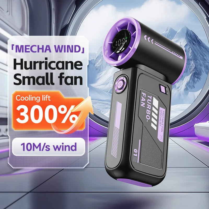 2025 New High Speed Turbo Small Air Cannon Electric Fan Portable Digital Display Handheld Fan USB Charging Fan Outdoor Mini Fan NEXVIA