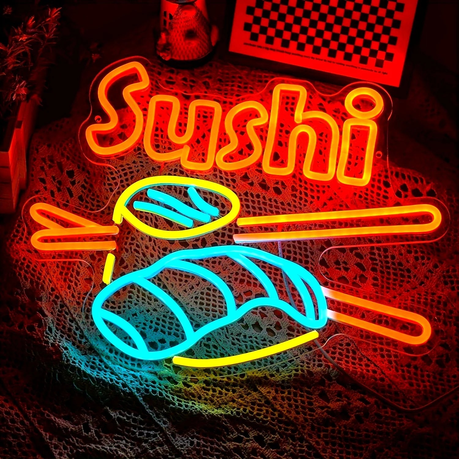 NEXVIA |Sushi Neon Signs USB Powered LED Neon Lights Wall Decor For Mall Dining Room Sushi Shop Bedroom Decoration Gift To Sushi Lover