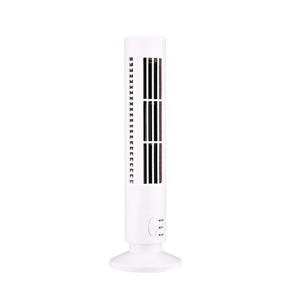 LED Tower Fan Mini Vertical Conditioner 2 Gear Speed USB Bladeless Fan Portable Stand Up Tower Fan for Living Room Bedroom