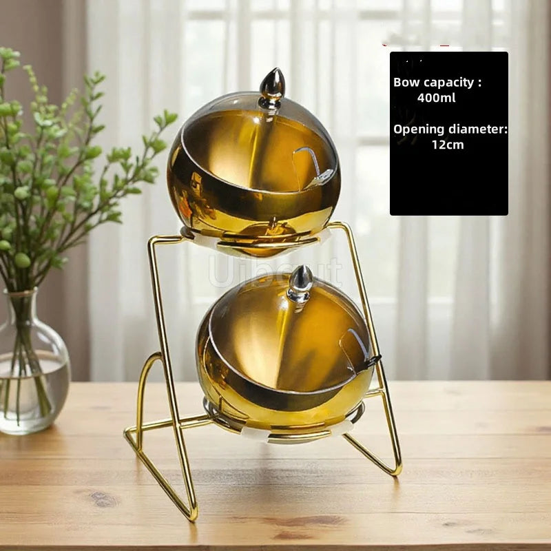 Nexvia Stainless Steel catering Oblique mouthed Sauce golden Bowl rack Hot Pot Buffet Seasoning basket Jar dish luxury Container SALADE Bowl NEXVIA