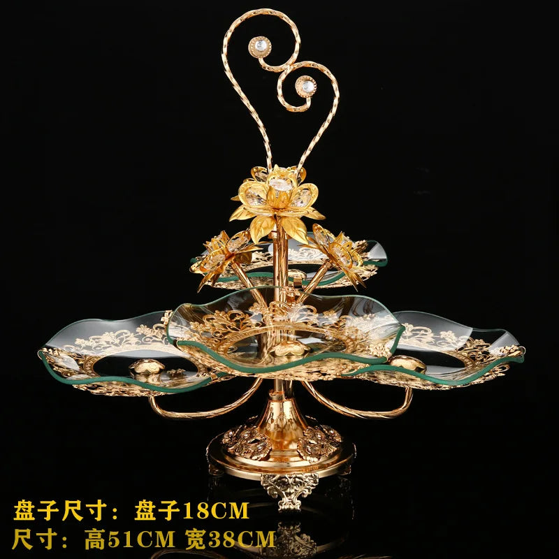 European fruit plate living room coffee table creative fruit plate multi-layer light luxury exquisite wedding snack plate orname