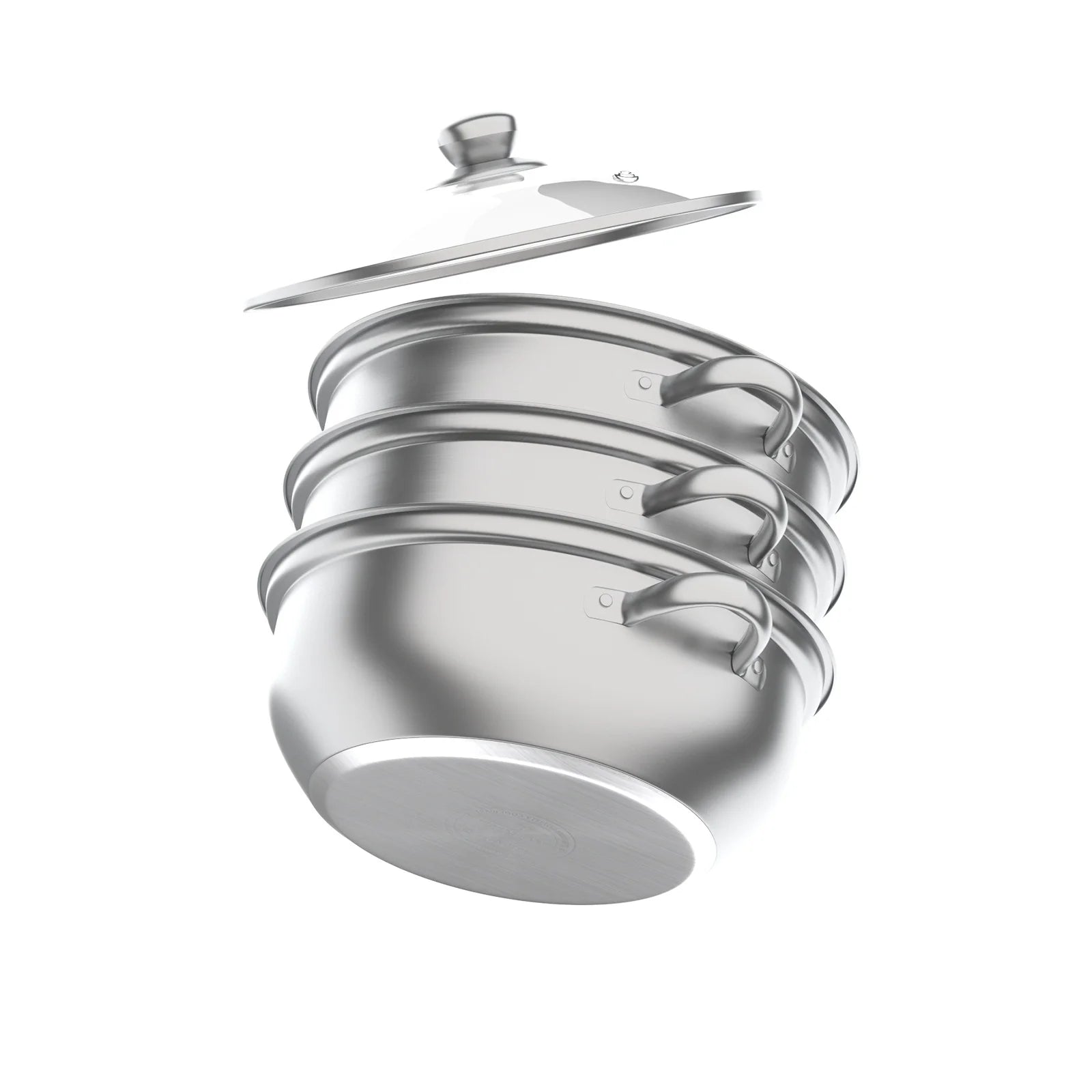 Nexvia | 3-Tier Stainless Steel Steamer Pot with Glass Lid, Induction/Gas Stove Compatible, 28cm Multi-Layer Cookware NEXVIA