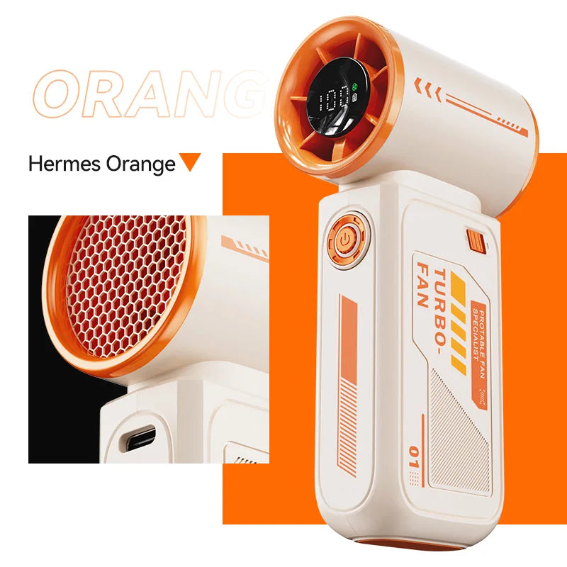2025 New High Speed Turbo Small Air Cannon Electric Fan Portable Digital Display Handheld Fan USB Charging Fan Outdoor Mini Fan NEXVIA