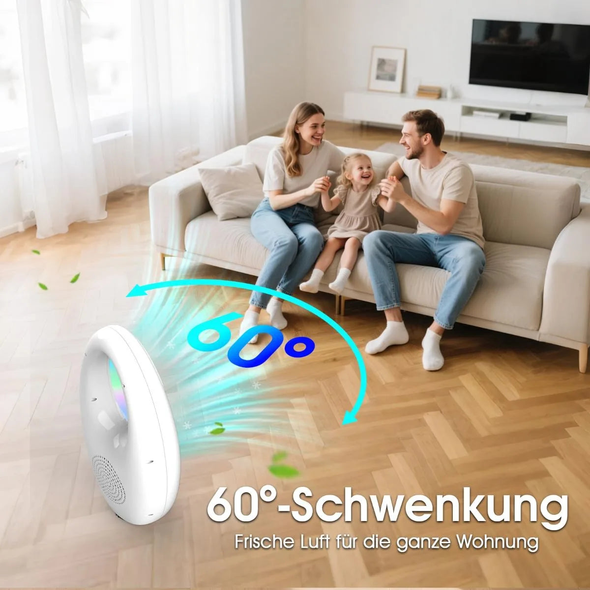 3-in-1 Silent Tower Fanbladeless Fan 60 ° Oscillation Smart Temp Adjust Remote & Touch Control Whisper-Quiet 30dB Sleep Mode