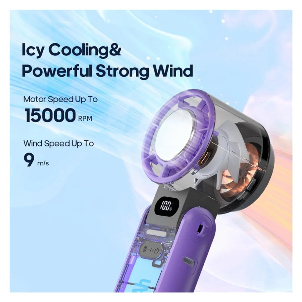 Portable High Speed Cooling Handheld Fan 3600mAh Rechargeable 100 Wind Speeds Adjustable Mini Foldable Air Cooling Turbo Fan NEXVIA