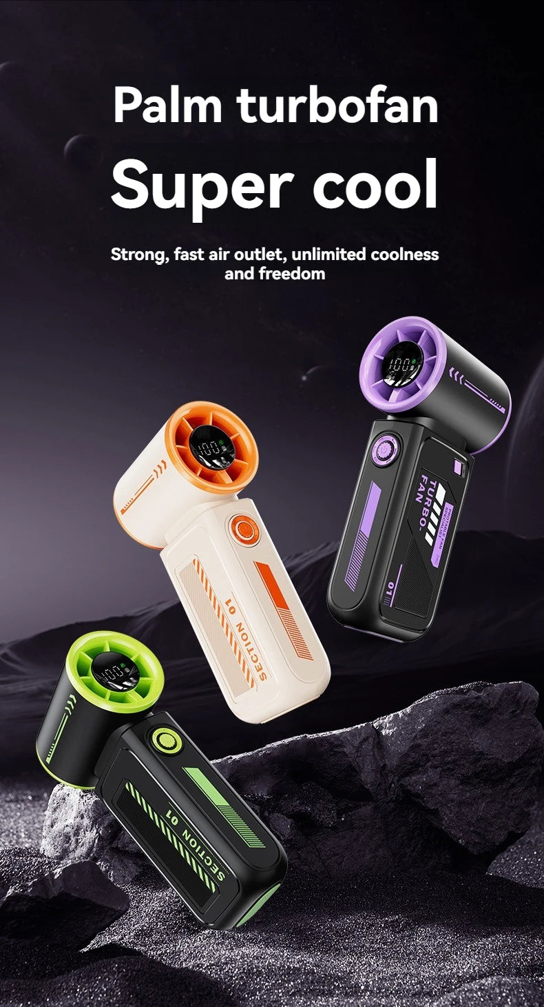 New High Speed Turbo Small Air Cannon Electric Fan Portable Digital Display Handheld Fan USB Charging Fan Outdoor Mini Fan NEXVIA NEXVIA