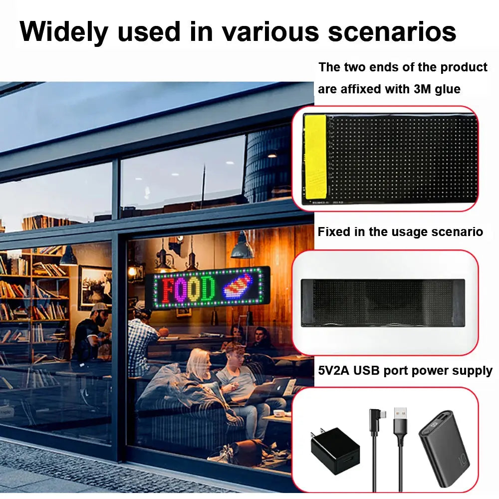 Car LED Sign Bluetooth APP LED Matrix Pixel Panel Night Light DIY Programmable Flexible LED Display For Car Store Hotel Bar NEXVIA