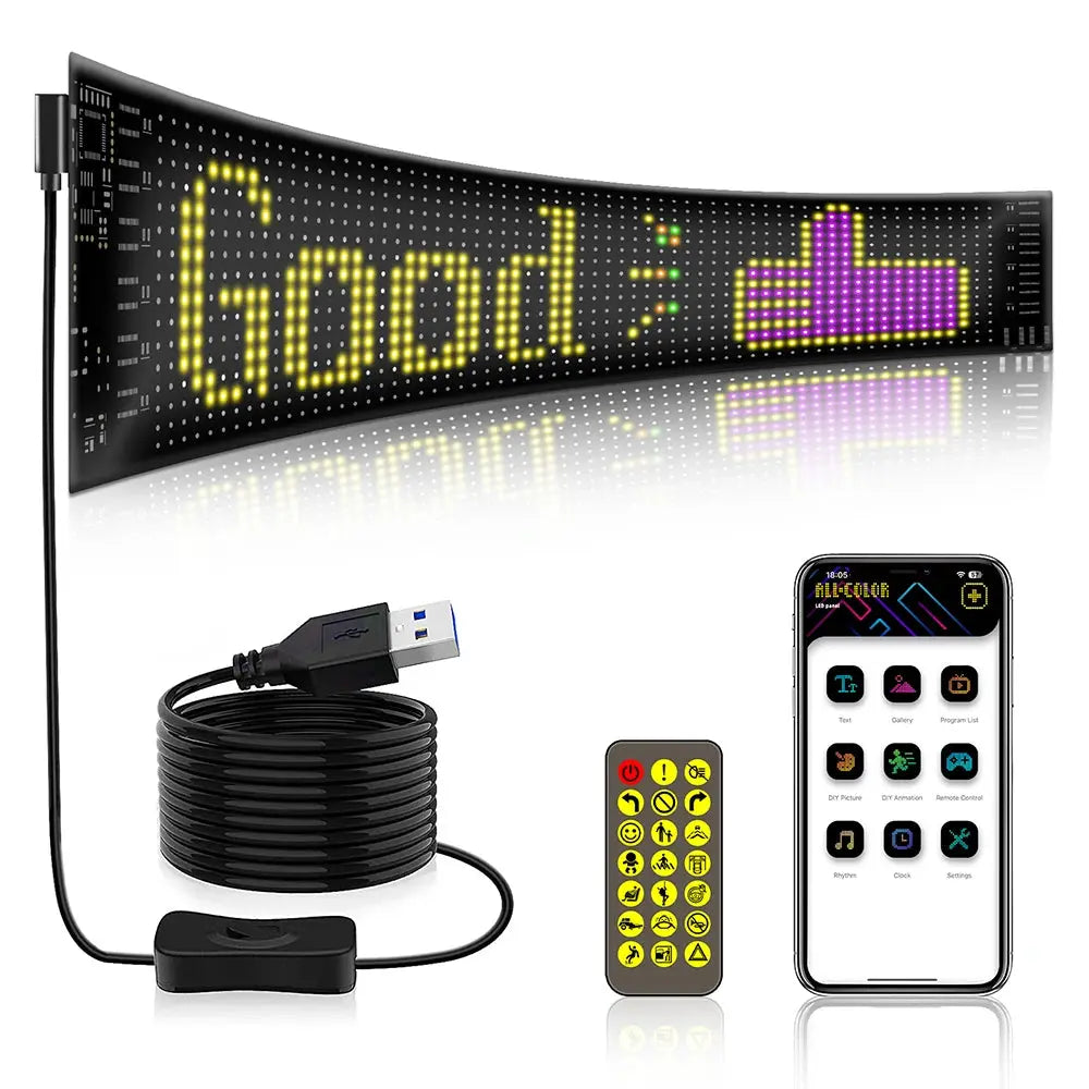Car LED Sign Bluetooth APP LED Matrix Pixel Panel Night Light DIY Programmable Flexible LED Display For Car Store Hotel Bar NEXVIA