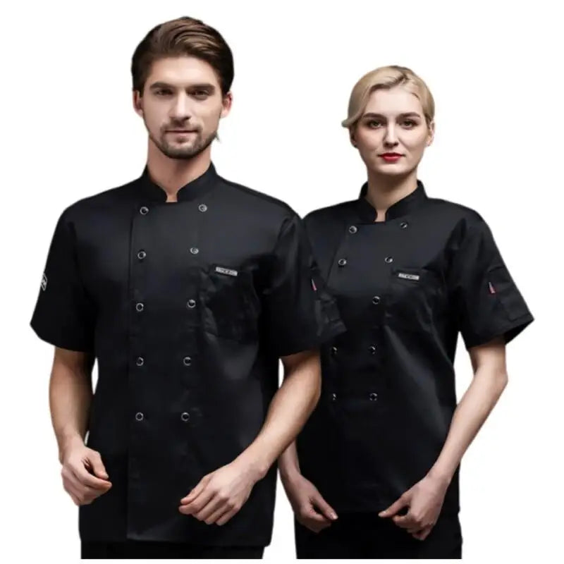 Summer Restaurant Kitchen Chef Black White Uniform Breathable Mesh Work Clothes Short/Long Sleeve Cooking Button Shirt Clothes NEXVIA NEXVIA