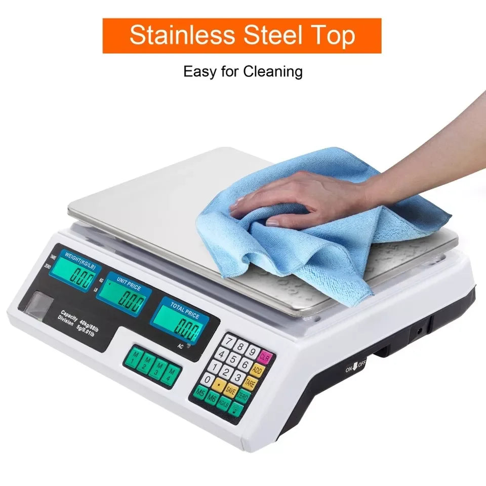 40kg Electronic Price Scale Digital Commercial Food Meat Weighting Shop Retail