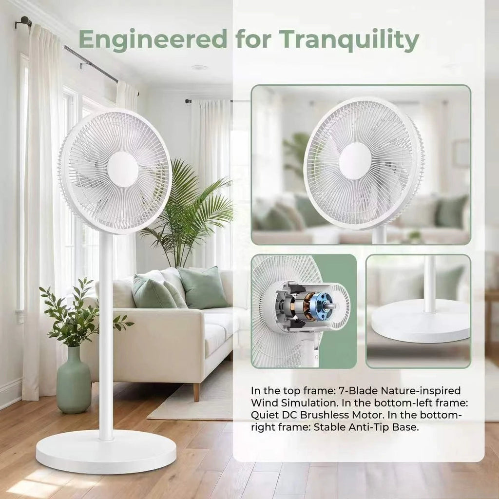 Electric Fan Energy-saving  Household Use Strong Wind Suitable Living Room Dormitory Seven-blade Design Dual-purpose Use NEXVIA