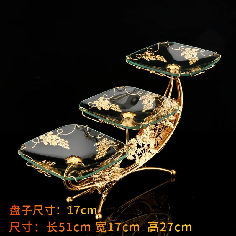European fruit plate living room coffee table creative fruit plate multi-layer light luxury exquisite wedding snack plate orname