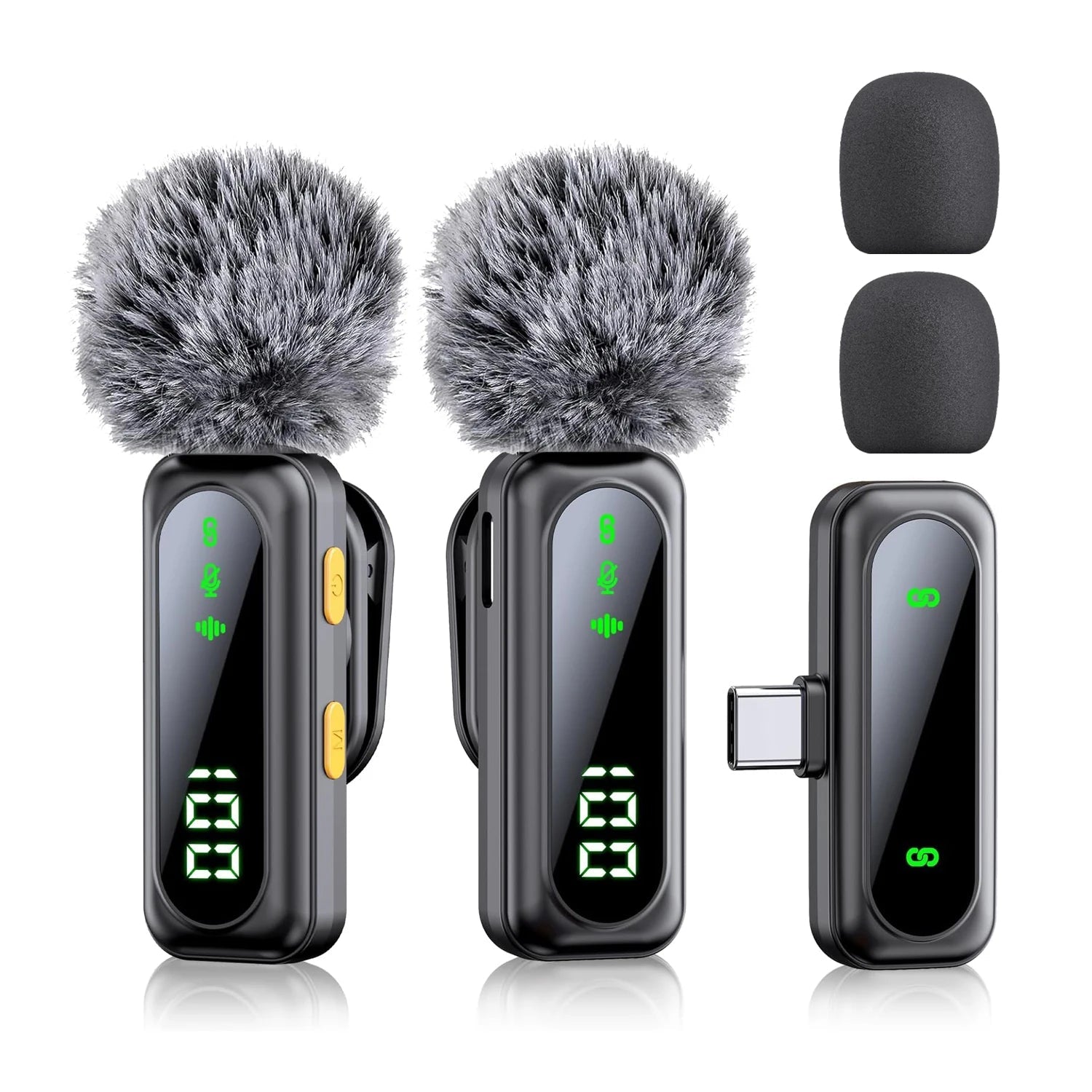 NEXVIA Professional Wireless Lavalier Microphone Plug and Play, with LED Power Display for Content Creators Recording, Live Streaming