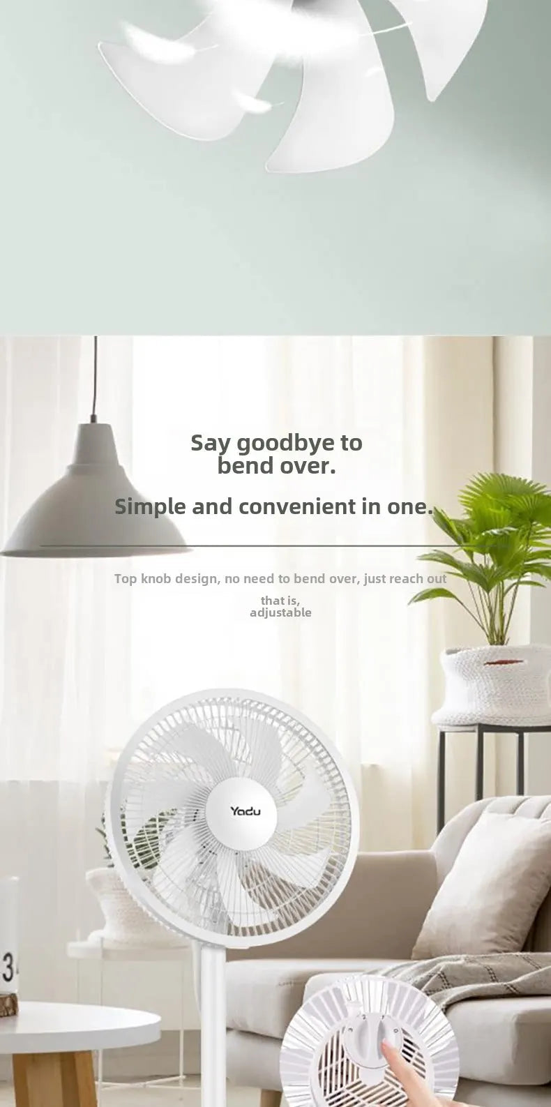 Electric Fan Energy-saving  Household Use Strong Wind Suitable Living Room Dormitory Seven-blade Design Dual-purpose Use NEXVIA