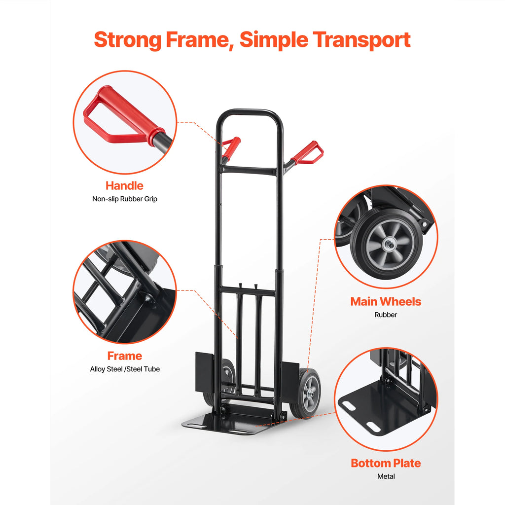 SucceBuy 600 lbs Hand Truck Dolly Portable Utility Cart Trolley with Wheels & Telescoping Handle for Moving Home Warehouse