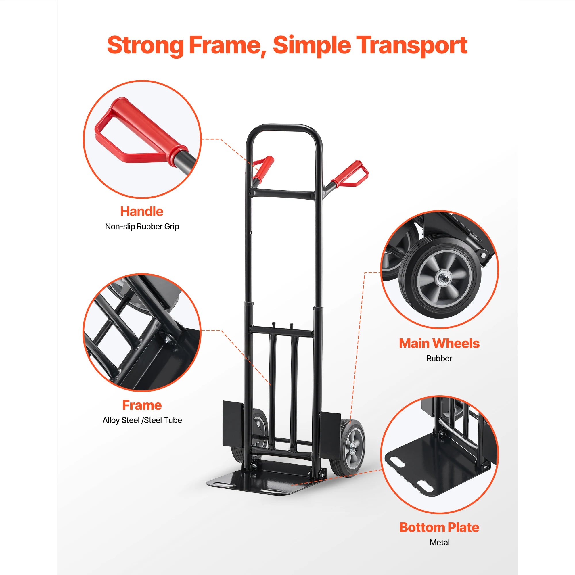 SucceBuy 600 lbs Hand Truck Dolly Portable Utility Cart Trolley with Wheels & Telescoping Handle for Moving Home Warehouse