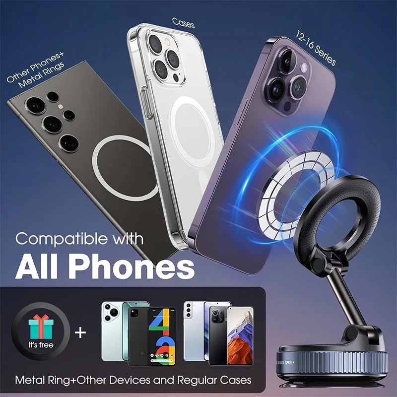 Magnetic Car Phone Holder 360 Degree Rotation Vacuum Adsorption Strong Suction Holder for Mobile PhoneCar Bracket Universal 2026 NEXVIA