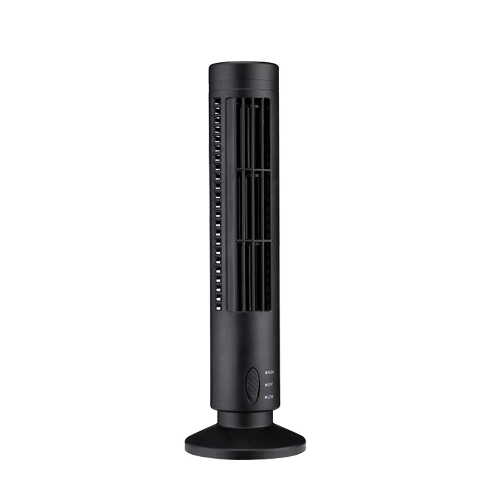 LED Tower Fan Mini Vertical Conditioner 2 Gear Speed USB Bladeless Fan Portable Stand Up Tower Fan for Living Room Bedroom