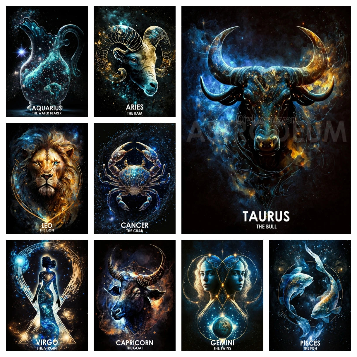 Space Zodiac Signs Constellations 5D Diamond Painting Embroidery Art Astrology Handmade Cross Stitch Mosaic Home Decor Kids Gift