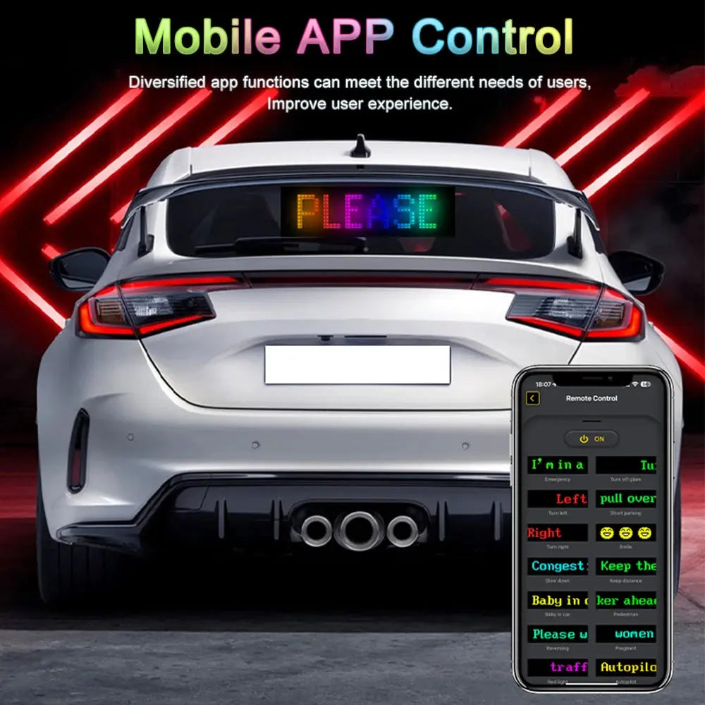 Car LED Sign Bluetooth APP LED Matrix Pixel Panel Night Light DIY Programmable Flexible LED Display For Car Store Hotel Bar NEXVIA