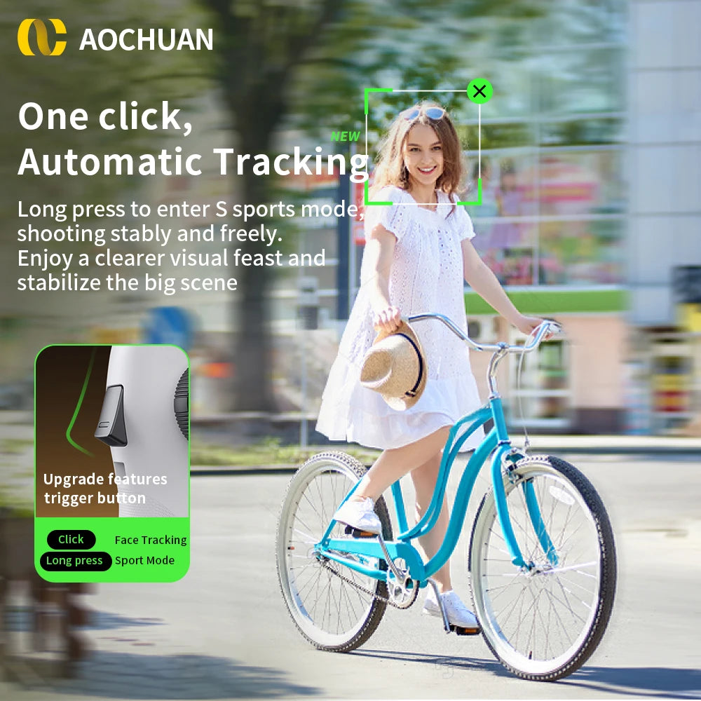 NEXVIA, AOCHUAN Handheld Gimbal Stabilizer 3-Axis Smart V8 For Phone with Extension Rod Tripod Face Tracking For iPhone Android TikTok NEXVIA